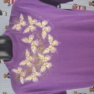 Vintage Y2K Wild Side butterfly graphic purple & gold distressed fade XL shirt